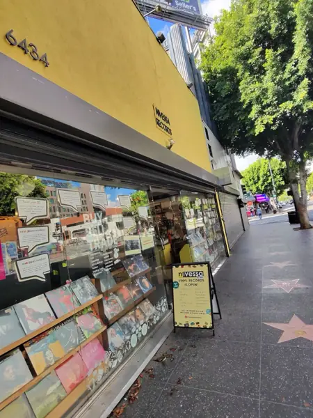 A record shop front at street level